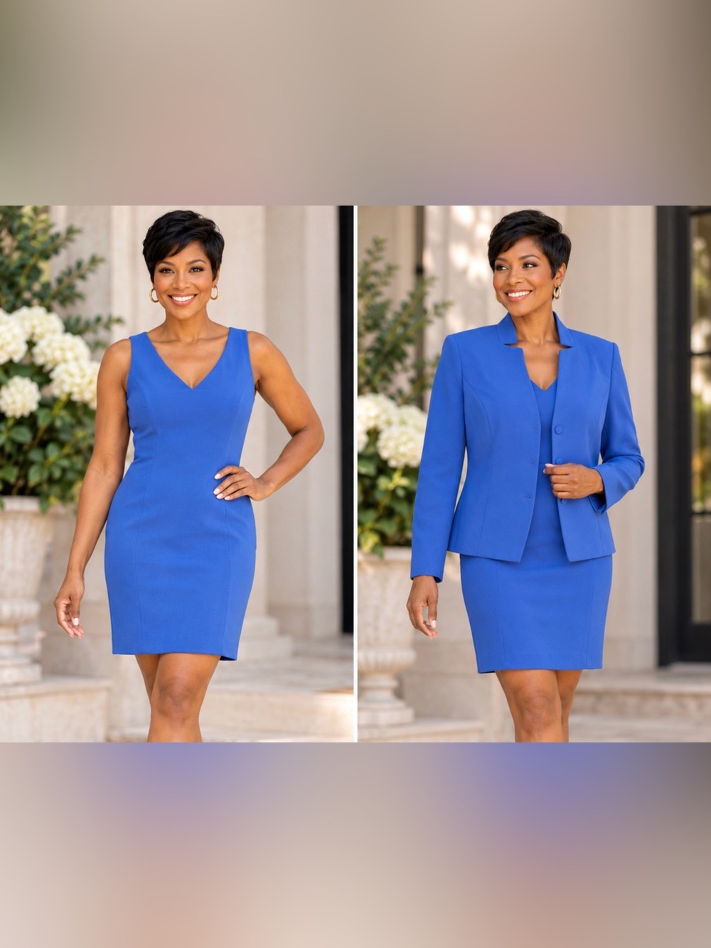 Vintage 90s Carlisle Dress & Blazer Set Size 4/2 Blue Matching Suit